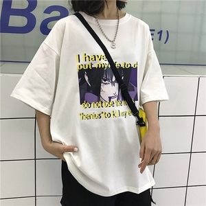Cheap Japanese Anime Printed Shortsleeved Tshirt Korean Loose White  Womens Punk Tshirt Womens Clothing Harajuku Tshirt  Joom