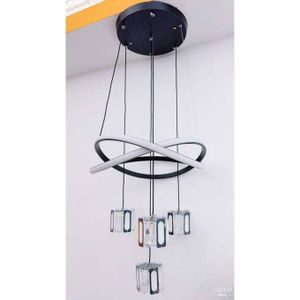 ESCLIGHTING Crystal Ring Chandelier Pendant Light – Black 