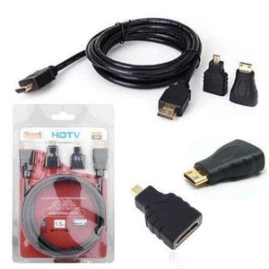 Cable HDTV 3 IN 1 HDMI Cable Micro HDMI Adaptor Mini HDMI HDMI To HDMI Cable