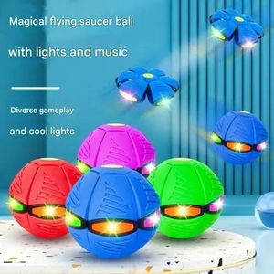 Blue. Children's Magic Flying UFO Ball Toy.Light-Up Musical Outdoor Play Ball