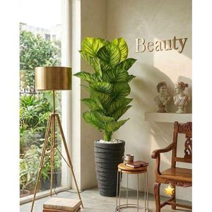 Large Artificial Floor Plant in Decorative Terrazzo Planter 
