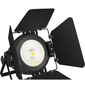 100W LED COB Stage Light with 4-Leaf Barn Doors - White Warm Spotlight for Events, DJ, Church, Photography, Studio