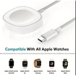 Smart Watch & iWatch Charger - Magnetic Charging Cable for Apple Watch, Smartwatch Charger, Round Shape. Magnetic Charger to USB-C ( White )