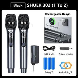 Shure Dual Wireless Microphone System with Receiver, Handheld Dynamic Mic Set, Long Range, Compatible with Speakers for Karaoke, Party, Church, Wedding, Party, Outdoor Events. ( Shure302 Mic )