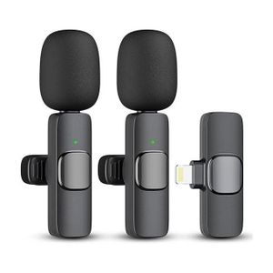 Dual Wireless Lavalier Microphone Portable Audio Video Recording Mini Microphone for iPhone
