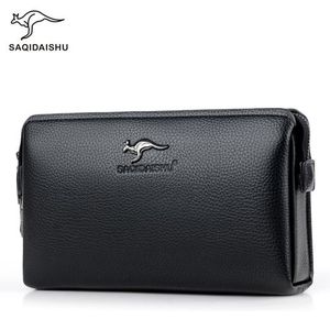 Baellerry Famous Brand Men Wallet Luxury Long Clutch Handy Bag Moneder Male Leather  Purse Men's Clutch Bags carteira Masculina Black