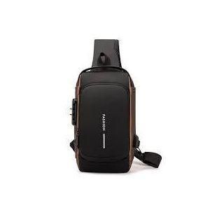Anti- Theft Cross Bag For Unisex-Black/Brown