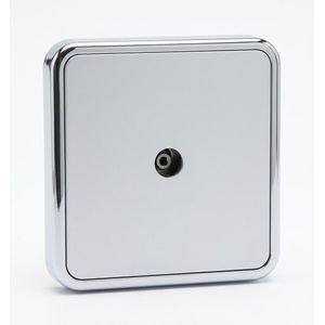 Single Coaxial TV / Antenna Wall Outlet Plate (Silver & Chrome Finish)