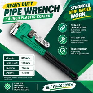 14-INCHES Quick-Style Adjustable Professional Grade Pipe Wrench Piping Tools, Straight Pipe Heavy-Duty Wrench, Pipe with Serrated Gripping Teeth Wrench, Industrial Tool Anti-Slip for Plumbers Tool, Plumbing Repairs Workshops Wrench