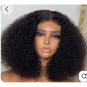 soft full curly hair wig with 4 by 4 closure natural color 14 inches