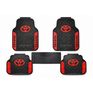 Pristine Quality Rubber Floor mat for Toyota Models - Black with red