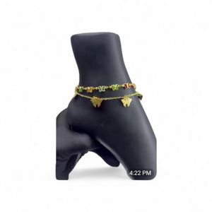 Butterfly Double-Layered Butterfly Charm Anklet.