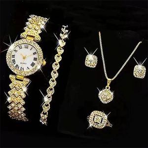 Women's Watch Ring Necklace Earrings Water Diamond Bracelet Jewelry Ladies Wrist Watches