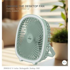 Iwin Portable Rechargeable Table Fan 3000mAh - 3-Blade Desktop Fan 8-inch 