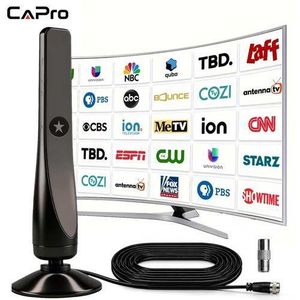 CAPro Indoor Digital TV Antenna with 3m Cable, Suction Cup Base and Connector Adapter