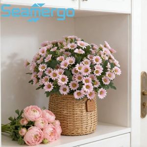 Seamergo 3PCS 21 Heads Simulated daisy Clusters Artificial decorative flowers for Home Decoration 