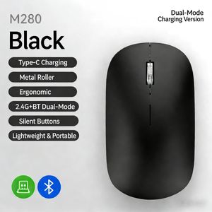 “M280 Dual-Mode (2.4G+BT) Wireless Mouse: Type-C Rechargeable, Silent Buttons & Ergonomic Grip – Multi-Device Compatible (Laptop/Phone/Tablet) for African Office/Daily Use