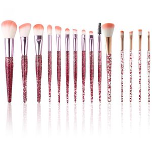 15Pcs Red Makeup Brushes Set, Glitter Crystal Cute Makeup Brush Eye Shadow Brushes Kit Professional Face Foundation Concealer Liquid Make up Beauty Eyeliner Lip Cosmetic Brush Set for Women