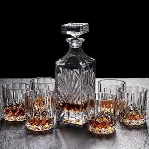 7 Pieces Whiskey Crystal Wine Bottle Wine Cup Set