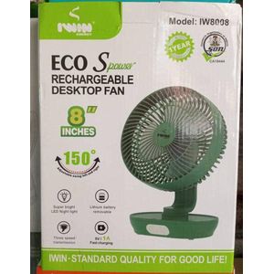 Iwin Energy Eco Spower Rechargeable Desktop Fan (Model: IW8008). 