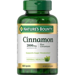Natures Bounty Cinnamon Plus Chromium Capsules, 60 Count - Supports Sugar Metabolism 