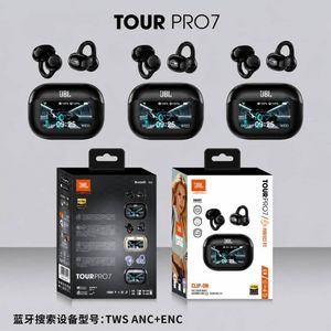 TWS Tour Pro7 Clip-On Wireless Earbuds with Smart Display Case, ANC ENC, Bluetooth 5.3