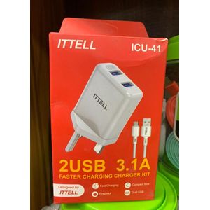 3.1A Dual 2USB Faster Charging Charger kit Fireproof(Model:ICU-41)
