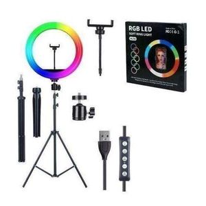 Rgb  10 inche Dimmable RG.B LED Selfie Ring Light with Tripod stand