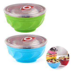 Baby Kids Feeding Bowl With Lids,stainless steel Unbreakable bowl 2pcs