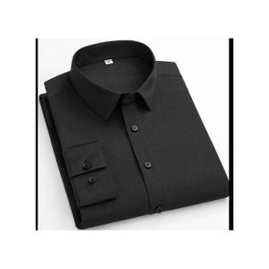 Corporate Quality Office Plain Slim Fit Long Sleeve Black Shirt