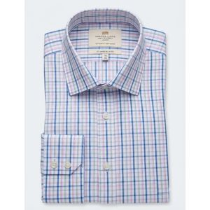 Hawes & Curtis Men's Slim Fit Pink & Blue Check Non-Iron Shirt