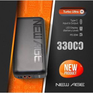New Age Turbo Ultra 11 33000mAh 20W PD Fast Charging Type-C Input & Output Digital Display Power-Bank