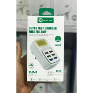 SHPLUS 6 in 1 USB Port Fast Charger With Type-C Cable