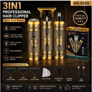 3 in 1 Rechargeable Hair Clipper, Shaver & Noise Trimmer - Professional  Hair Clipper 3 in 1, WS-8150 ( Gold )