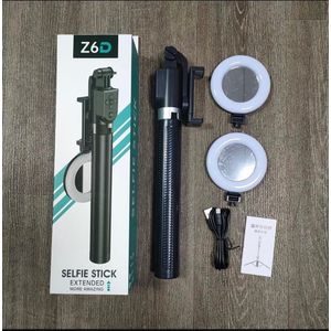 Z6D ( 6ft Tall ) Selfie Stick with Tripod, Shutter Remote and Fill Light (Light Optional) -  Wireless Remote Control, Extendable Phone Selfie Stand, 360° Rotatable Multi-Functional Travel Companion,  Mini Lightweight, Portable for All Mobile Models.