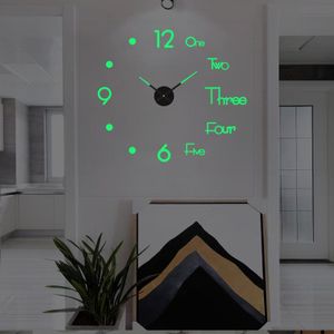 Creative Glow-in-the-Dark Wall Clock for Living Room - DIY Acrylic 3D Number Wall Sticker Decorative Clock