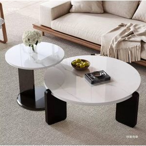 Marble Circle Centre Tables for Living Room Nesting Coffee Table Set of 2
