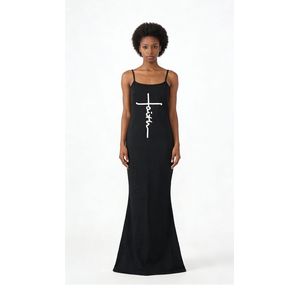 Black niche design slip dress