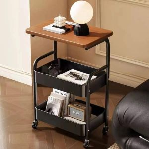 Essentials Premium 3-Tier Mobile Wooden Coffee Table/trolley with Wheels