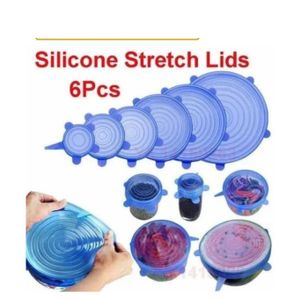 6cs reusable silicone stretch lid wrap cover  seal cover 
