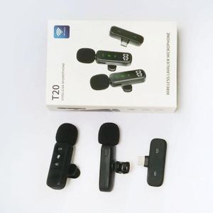 SML T20 Dual Wireless Lavalier Microphone with LED Display: Noise Cancelling, 3 in 1 Receiver for iPhone, Type C & Camera