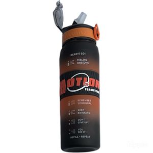 Kids Mortion Straw Water Bottle Black Orange 800ml