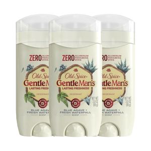 Old Spice  GentleMan's Aluminum Free Dry Feel Deodorant for Men, 24/7 Lasting Freshness, Gentle on Skin with Skin Conditioners, Blue Agave + Fresh Waterfall Scent, 3.0 oz (Pack of 3)