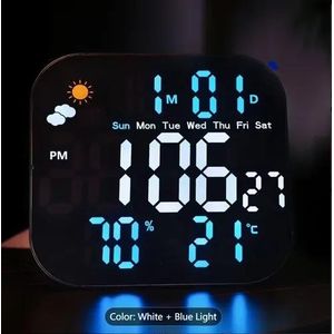 Digital wall clock with temperature calendar and LED digital alarm