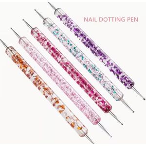 5pcs Dual-Ended Nail Art Pen Set - Acrylic Handle, Precision Tips for Stunning Designs