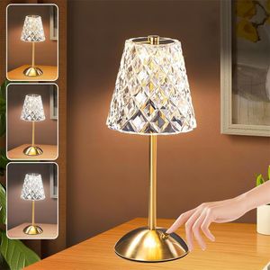 USB Desk Lamps ，Bedroom Atmosphere Night Light LED，Eye-protecting crystal table lamp with three-color dimming