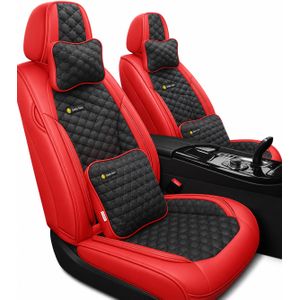 Pristine Quality Universal 5 Seater Leather Vehicle Seat Cover - Black & Red