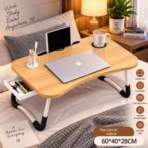 MULTIPURPOSE FOLDABLE LAPTOP TABLE WITH CUP HOLDER AND DRAWER STORAGE