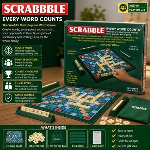 Classic Scrabble Board Game – Family Word Puzzle Game (2–4 Players)