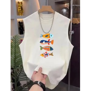 Crew Neck Armless Top-White